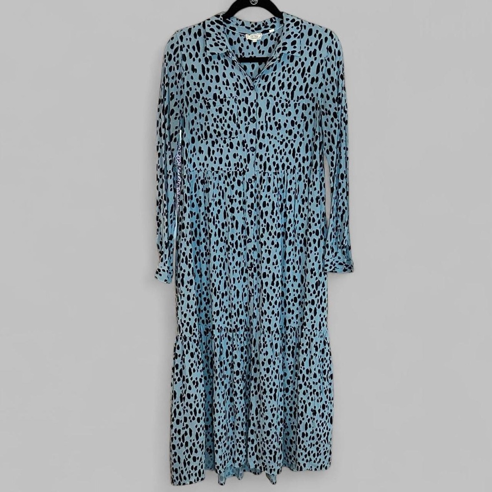 Fat Face Blue and Black Spotted Maxi Dress size 6